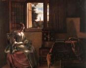 皮特尔 德 胡格 : Woman Reading a Letter